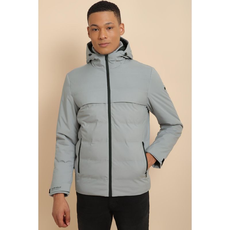 Allen Solly Men Grey Solid Full Sleeves Casual Jacket (S)