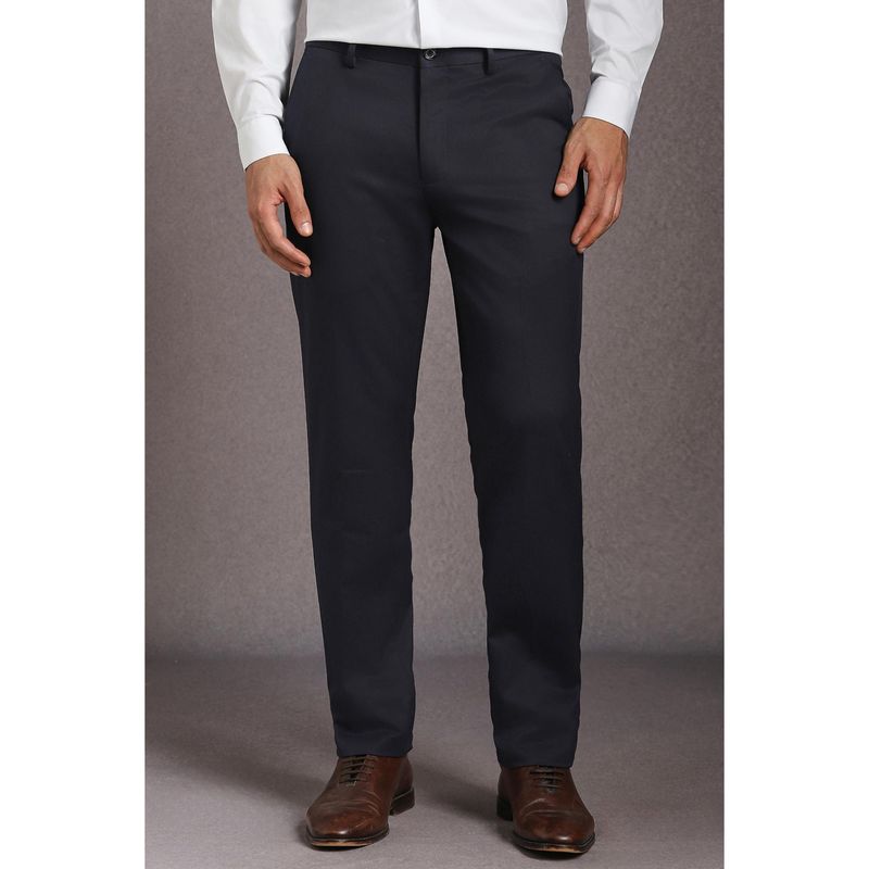 Louis Philippe Men Black Super Slim Fit Solid Flat Front Formal Trousers (36)