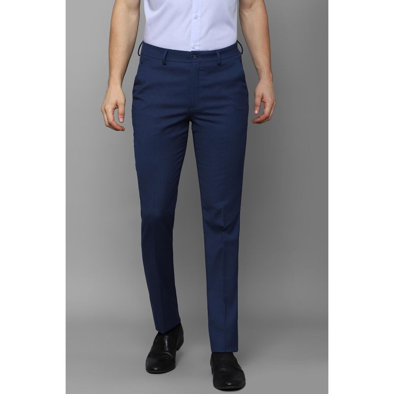 Louis Philippe Men Navy Blue Slim Fit Solid Flat Front Formal Trousers (30)