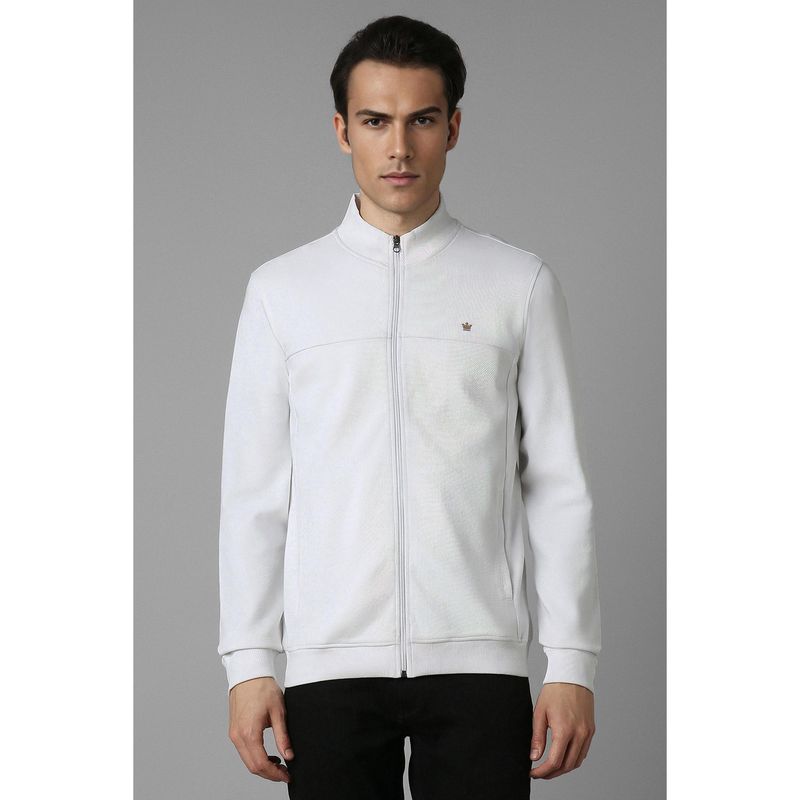 Louis Philippe Men White Regular Fit Textured Full Sleeves Jacket (XL)