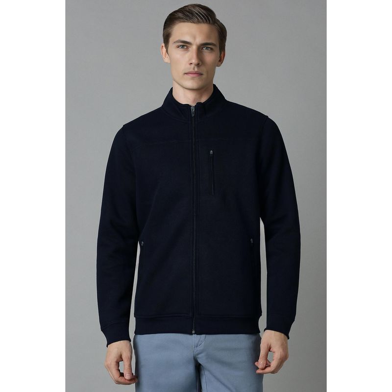 Louis Philippe Men Casual Black Textured Sweatshirt (XL)