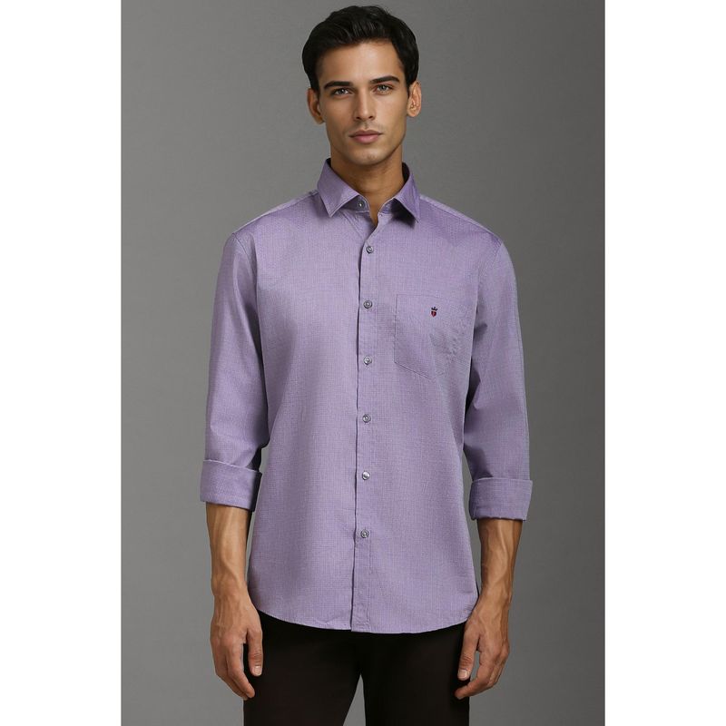Louis Philippe Men Lilac Slim Fit Textured Full Sleeves Casual Shirt (42)