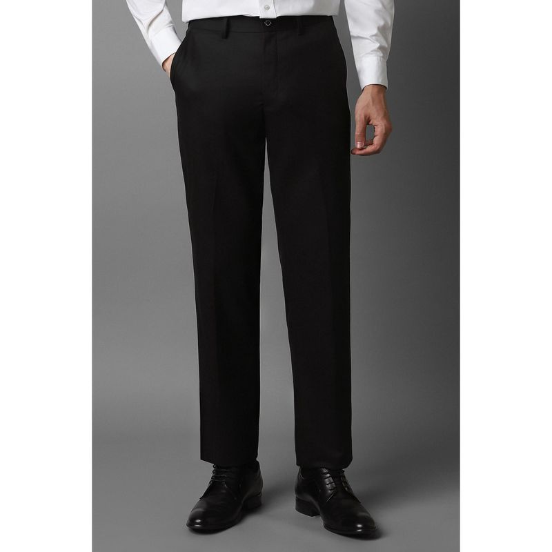Louis Philippe Men Black Regular Fit Solid Flat Front Formal Trouser (32)