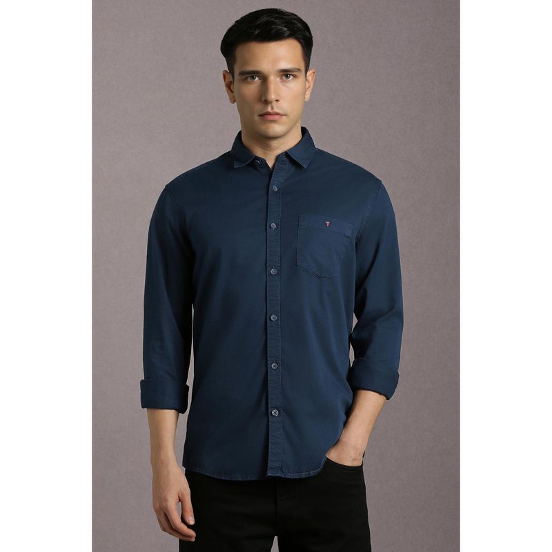 Louis Philippe Jeans Solid Navy Shirt (42)