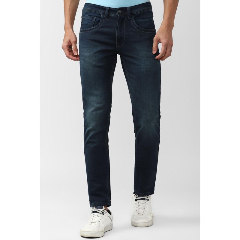 Van Heusen Men Navy Dark Wash Skinny Fit Jeans (36)