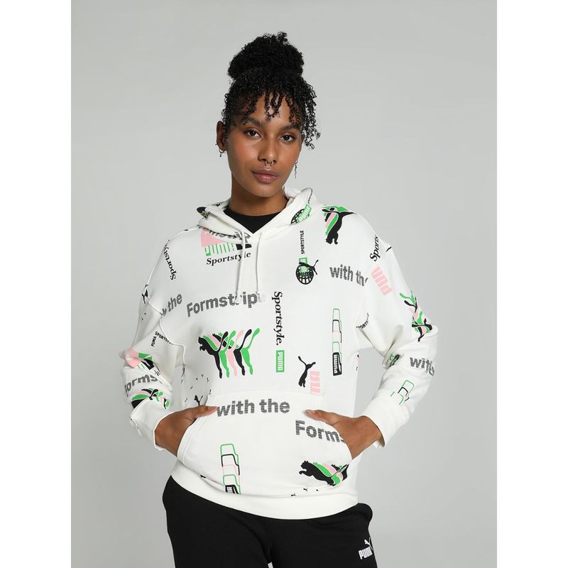 Puma Classics Brand Love Women White Hoodie (L)