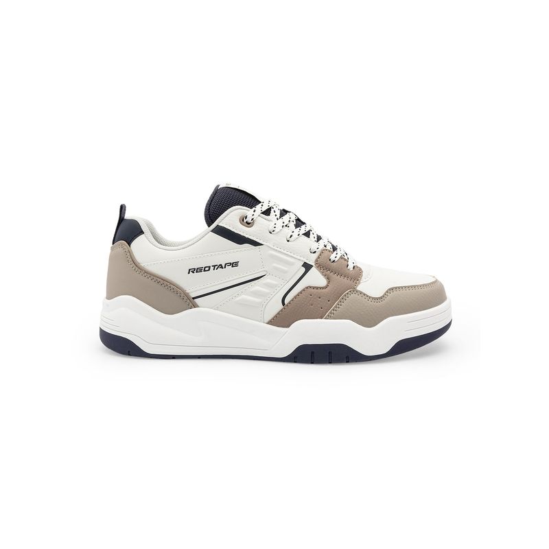Red Tape Men Colorblocked Beige and White Sneakers (UK 9)