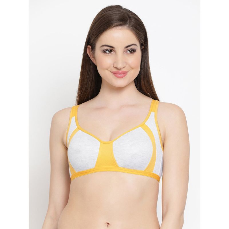 Clovia Cotton Rich Solid Non-Padded Full Cup Wire Free T-shirt Bra - Light Grey (36B)