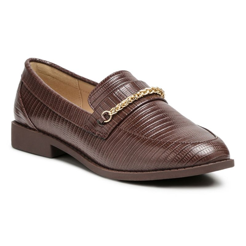London Rag Low Block Loafers Adorned With Golden Chain (EURO 36)