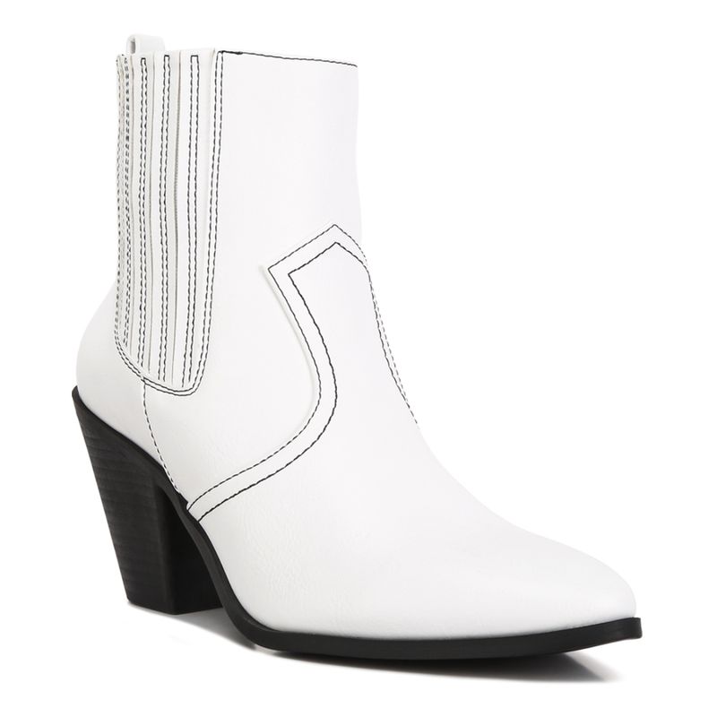 London Rag Yale High Ankle Cowboy Boots in White (EURO 38)