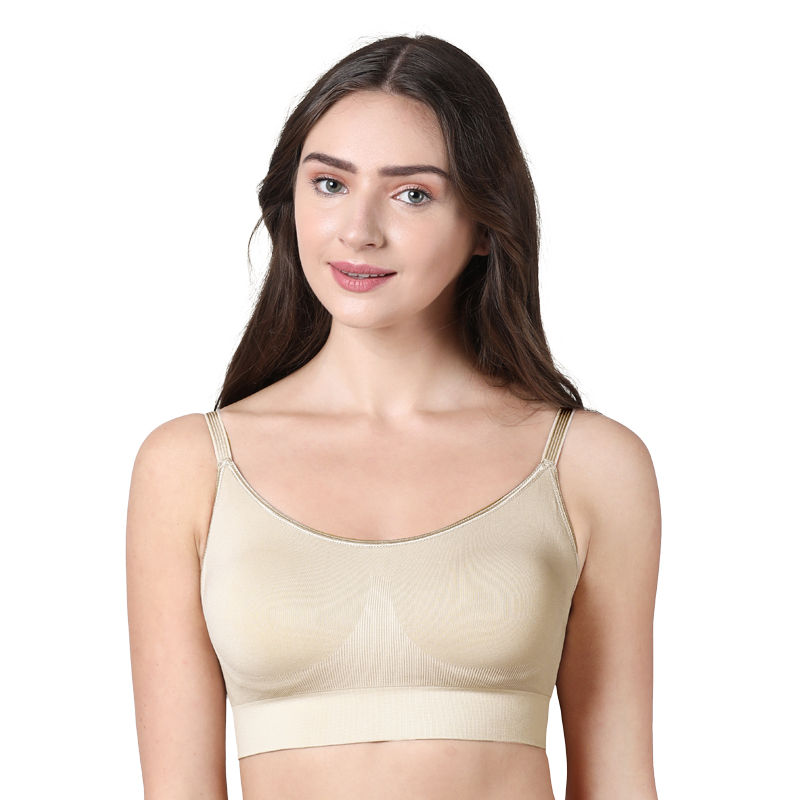 Enamor F037 Ultra Smoothening No Pinch T-Shirt Bra - Padded Wirefree Full Coverage - Almond Skin