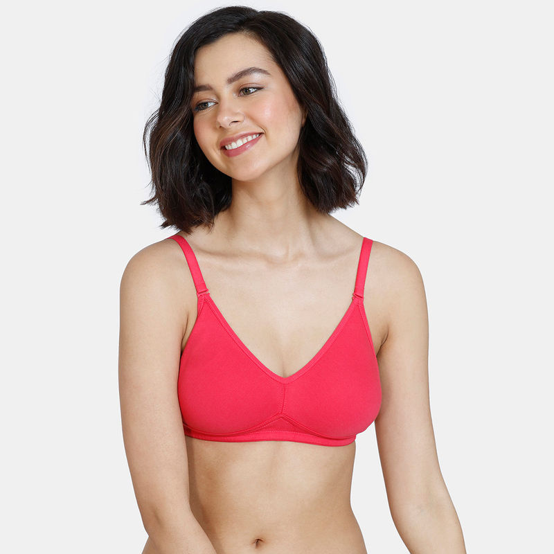 Zivame Beautiful Basics Double Layered Non Wired 3-4th Coverage Backless Bra - Rose Red (34B)