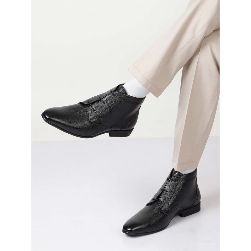 Teakwood Men Black Leather Lace-up Chukka Boots (EURO 44)