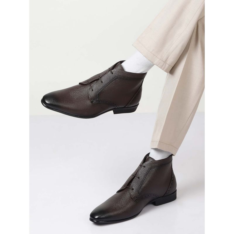 Teakwood Men Brown Leather Lace-up Chukka Boots (EURO 40)