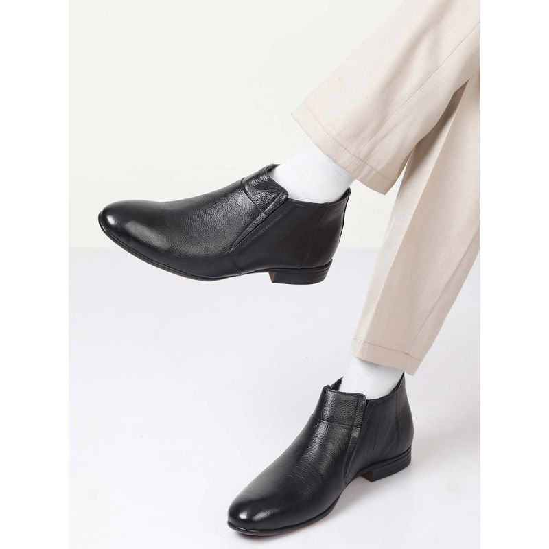 Teakwood Men Black Solid Leather Slip-On Chelsea Boots (EURO 43)