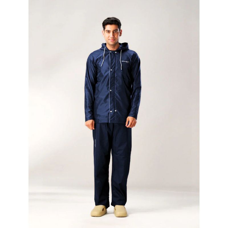 ZEEL Waterproof Navy Blue Lightweight Rain Jacket With Pant (Set of 2) (2XL)
