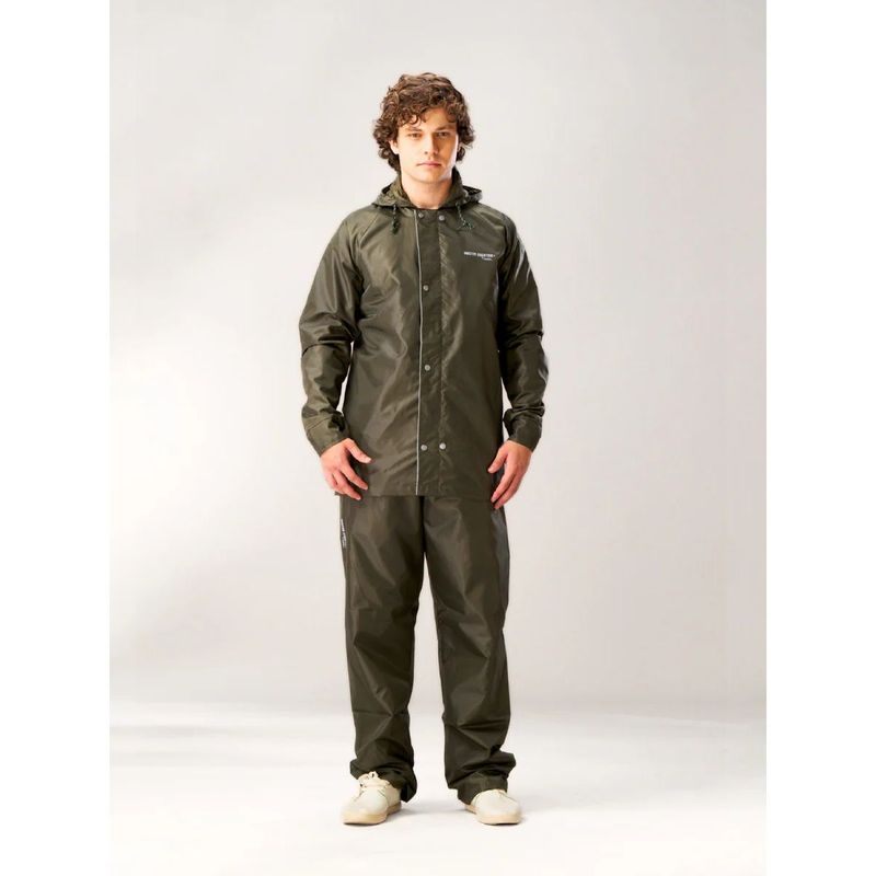 ZEEL Waterproof Olive Lightweight Rain Jacket With Pant (Set of 2) (XL)