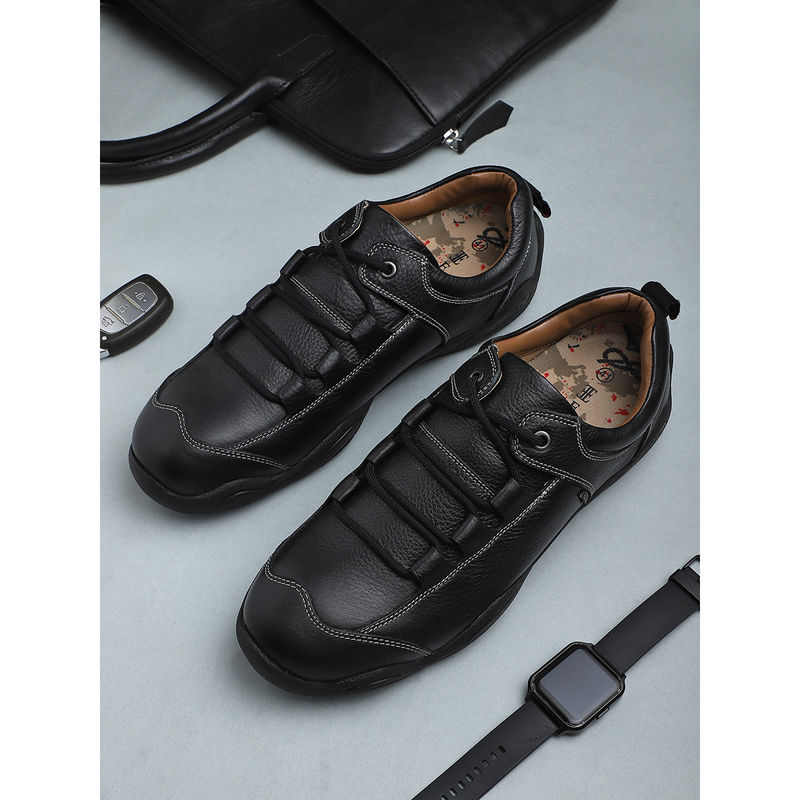 EZOK Black Casual Leather Sneakers (EURO 40)