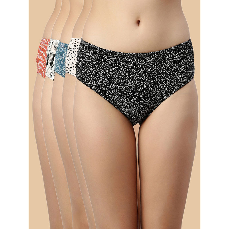 Enamor Cotton Classic Antimicrobial and Stain Release Finish Hipster Panty (Pack of 5) (L)