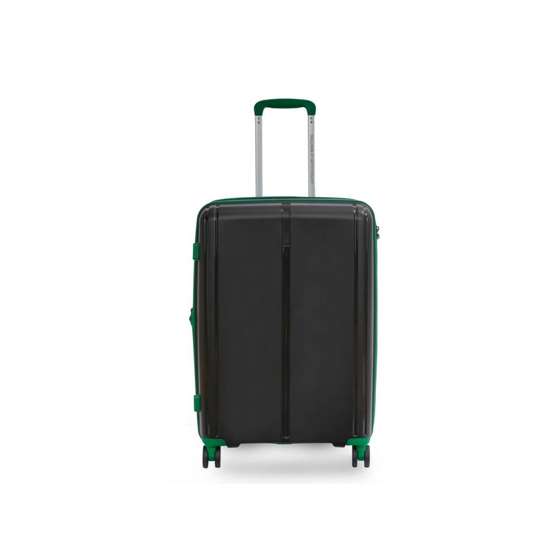 United Colors of Benetton Emerald Unisex Hard Luggage Black TSA Lock Trolley Bag (L)
