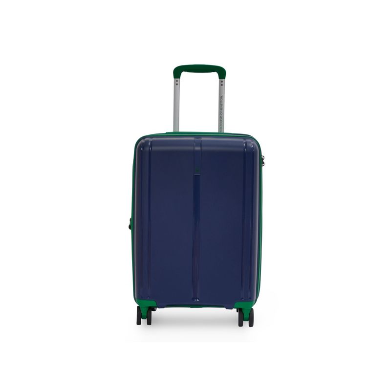 United Colors of Benetton Unisex Hard Luggage Navy Blue TSA Lock Trolley Bag (S)