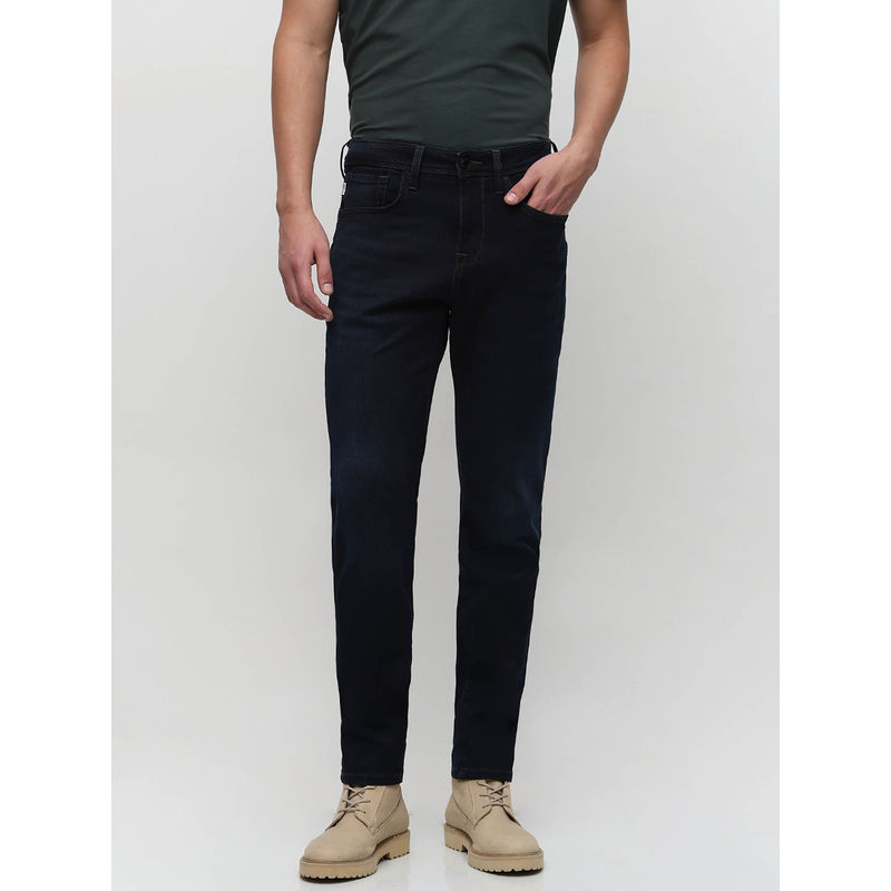 Selected Dark Blue Mid Rise Straight Fit Jeans (36)