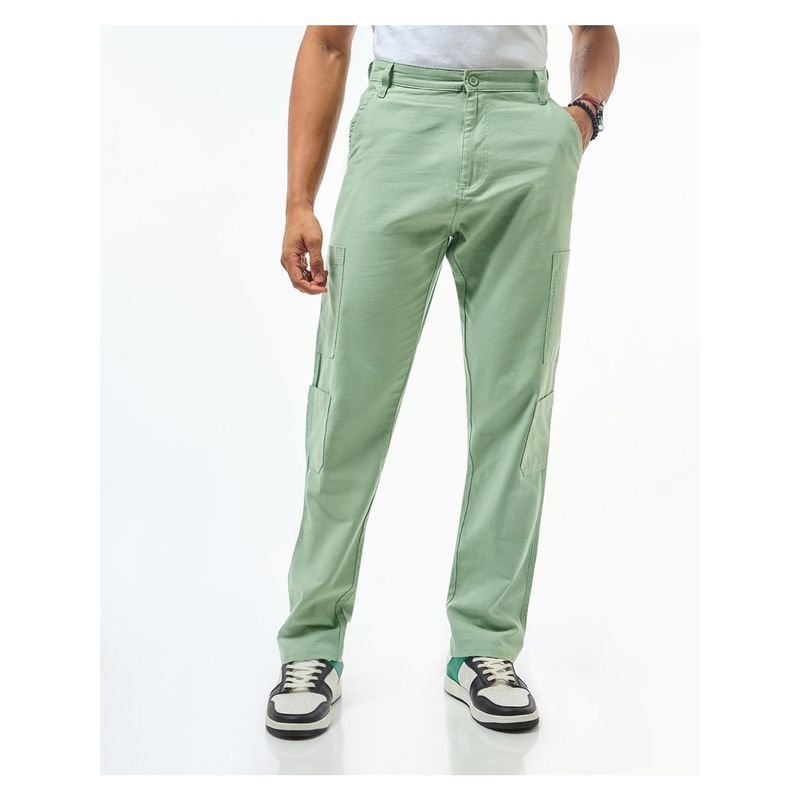 Bewakoof Men's Green Cargo Linen Pants (34)