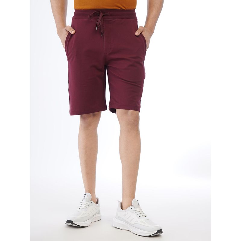 JadeBlue Men's Wine Cotton Stretch Slim Fit Solid Shorts (39)