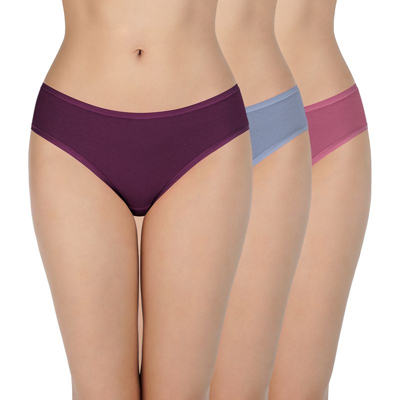 Amante Solid Three-Fourth Coverage Low Rise Bikini Panties (Pack of 3) (XL)