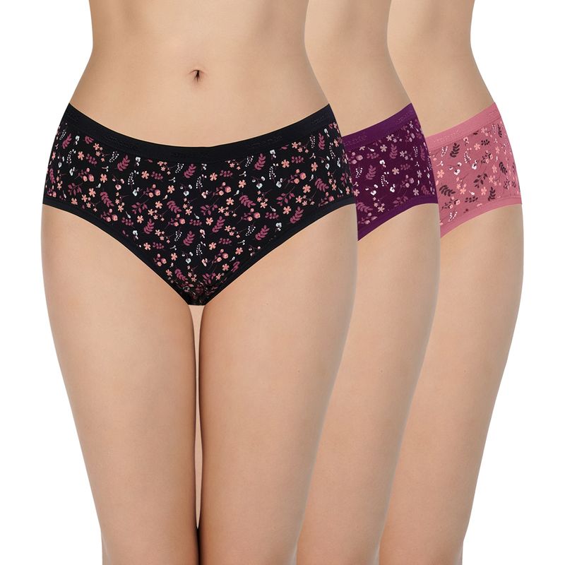 Amante Print Three-Fourth Coverage Low Rise Hipster Panties (Pack of 3) (S)