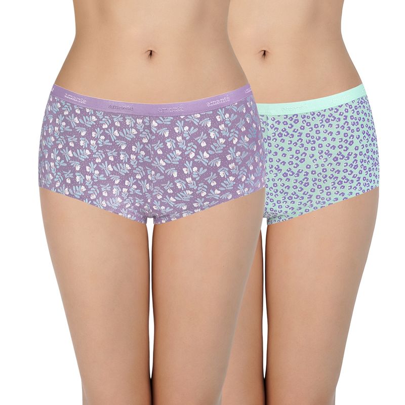 Amante Print Three-Fourth Coverage Low Rise Boyshort Panties (Pack of 2) (L)