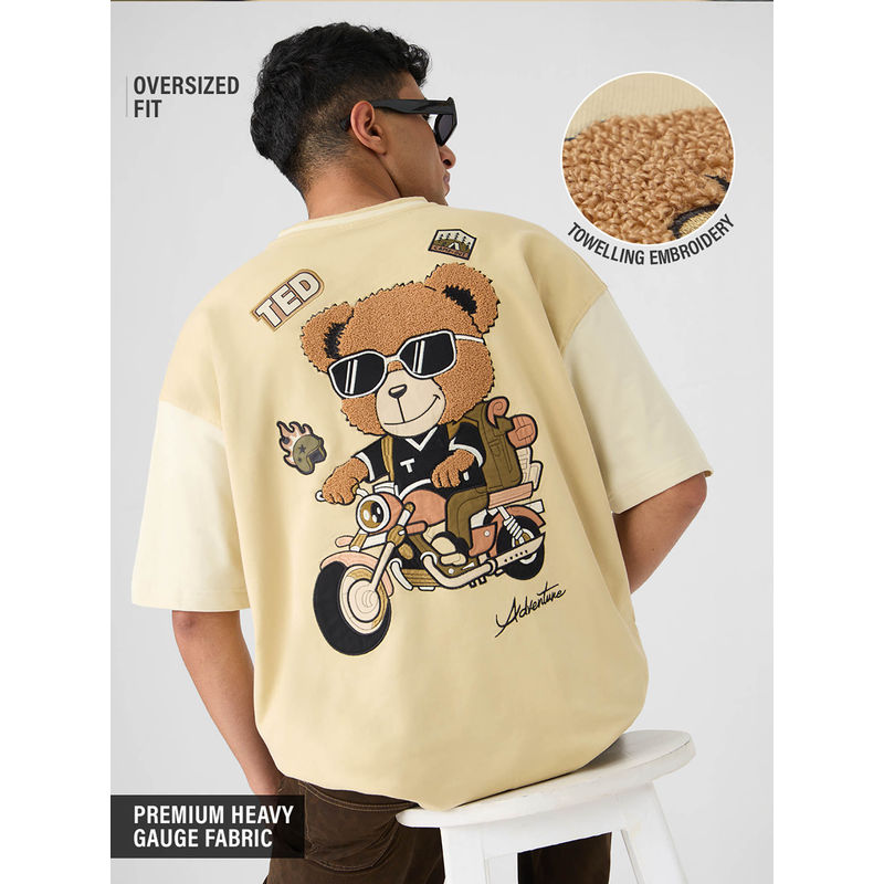 The Souled Store Official Ted The Stoner: Adventure Men Oversized Beige T-shirt (XL)