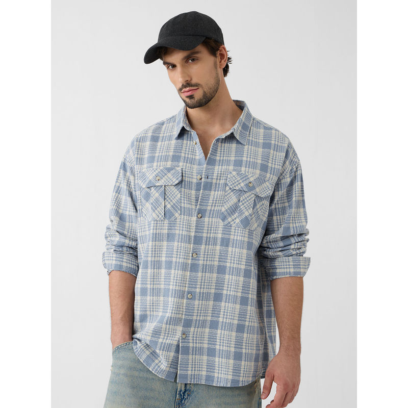 The Souled Store Originals Plaid Shirt Skyfall Men Relaxed Shirt (XL)