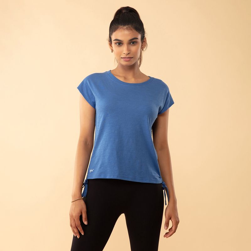 Nykd by Nykaa Summer Tee With Pull up Ruching at Sides - NYAT240 Daylight Blue (2XL)