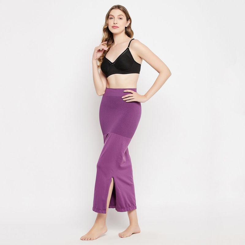 Clovia Saree Shapewear With Side Slit In Purple (XL)