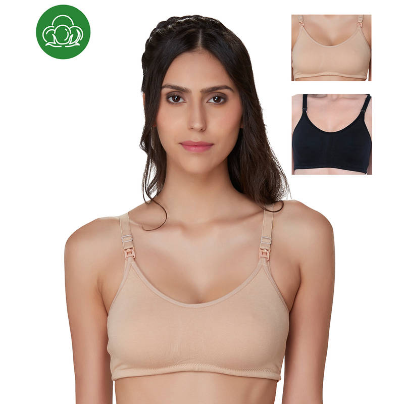 Inner Sense Organic Cotton Antimicrobial Nursing Bra Pack of 3 - Multi-Color (32D)