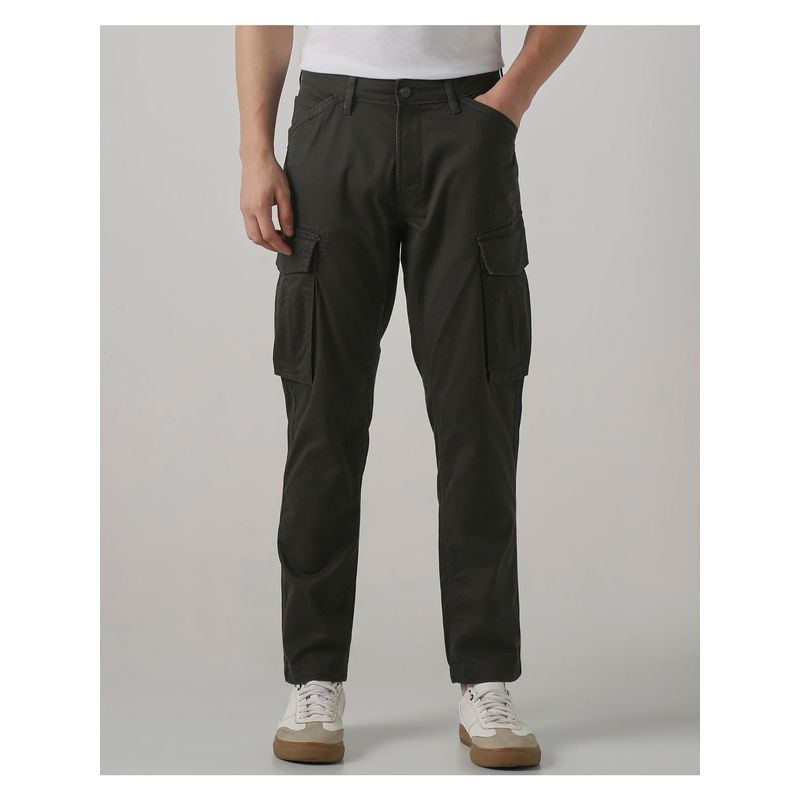 Mufti Men Dark Olive Solid Cargo Pant (34)