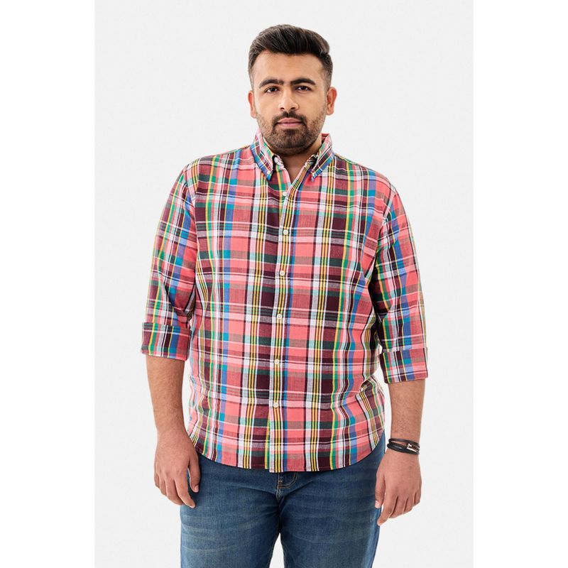 Snitch Multi-Color Plaid Full Sleeves Regular Casual Plus Size Shirt For Men (3XL)