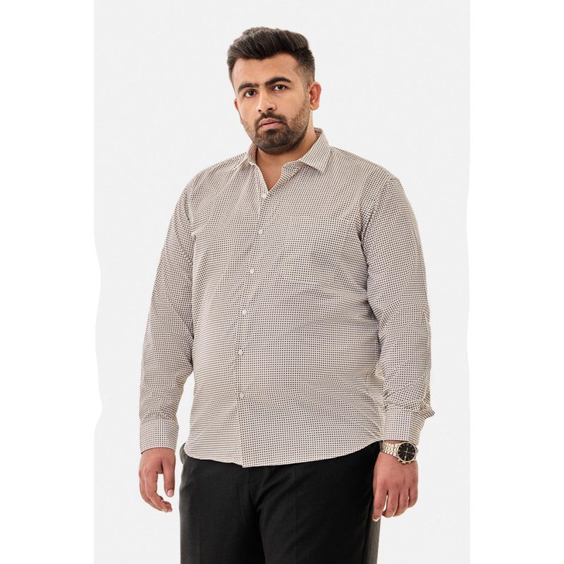 Snitch Light Brown Geometric Full Sleeves Regular Casual Plus Size Shirt For Men (3XL)