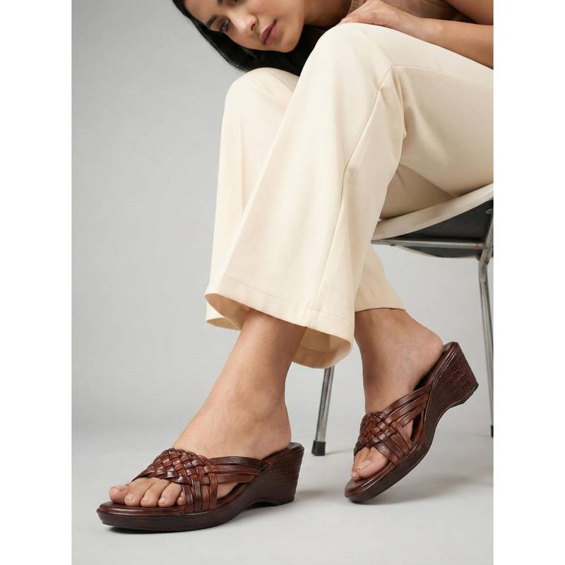 Dollphin Women Brown Wedge Heels (EURO 36)