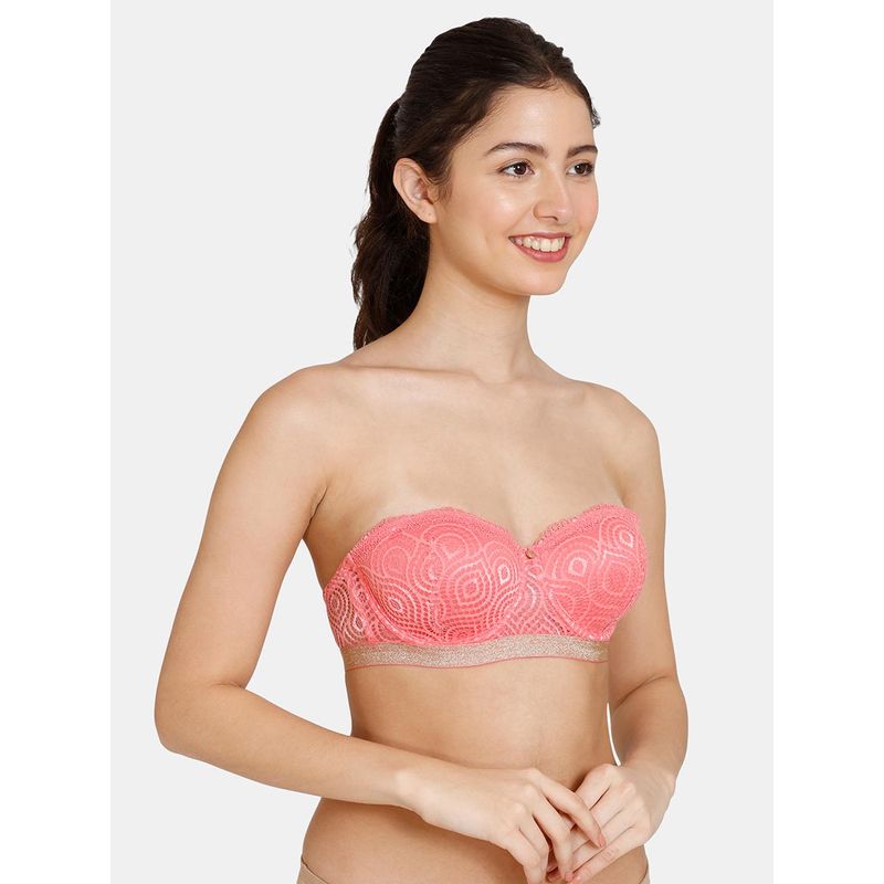 Buy Zivame Disco Padded High Wired 3-4th Coverage Strapless Bra Pink Online