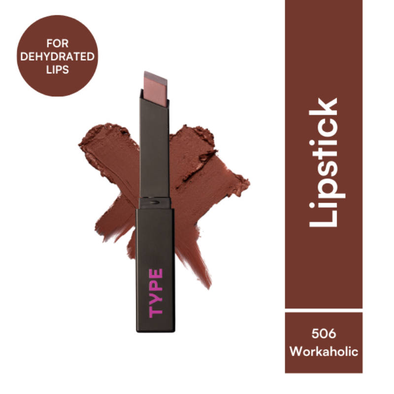 TYPE Beauty Creamy Matte Lipstick for Dehydrated Lips with Squalane - 8 Hrs Stay - 506 Workaholic