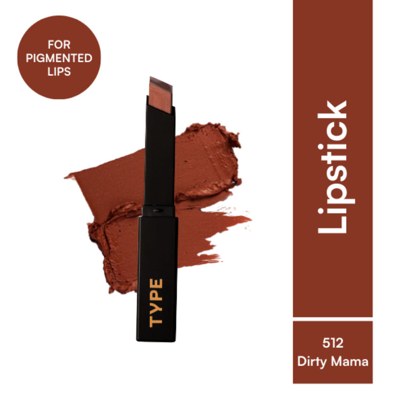 TYPE Beauty Creamy Matte Lipstick for Pigmented Lips with Vit C - 8 Hr Stay - 512 Dirty Mama