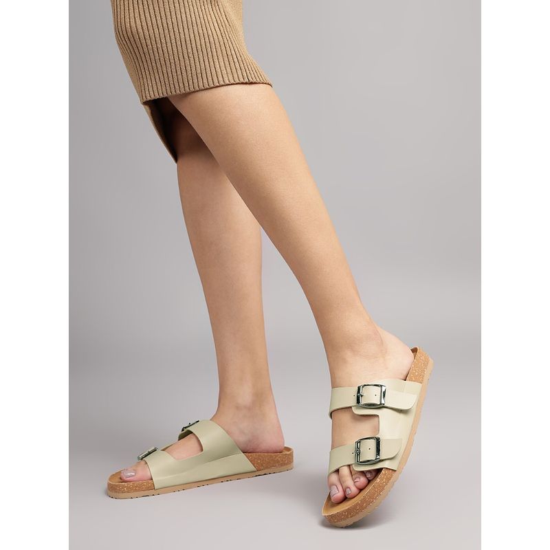 Truffle Collection Cream Solid Sandals (UK 4)