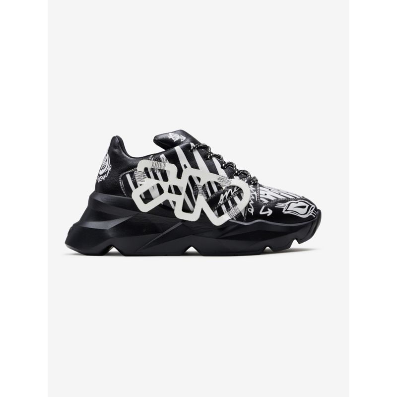 7-10 728 Black Graphic Applique Chunky Sneaker (EURO 36)