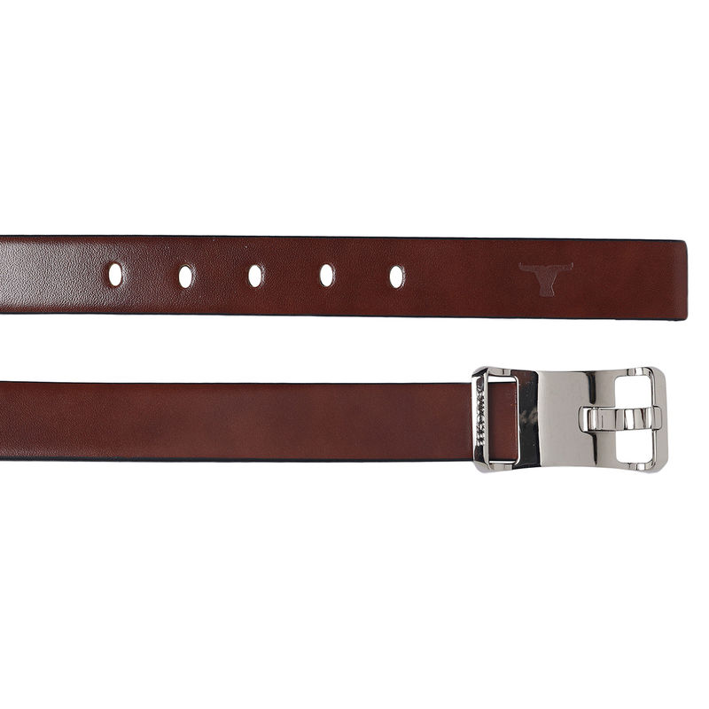 Bulchee Men's Italian Leather Shiny Buckle Belt (Formal, Tan) (M)