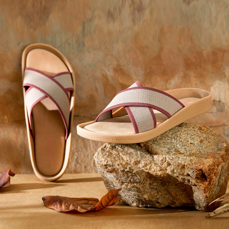 Neeman'S Beige Knit Sliders (UK 6)