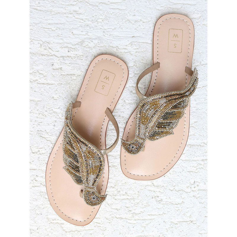 Sandalwali Tweety Gold & Silver Bronze Beaded Flats (EURO 39)