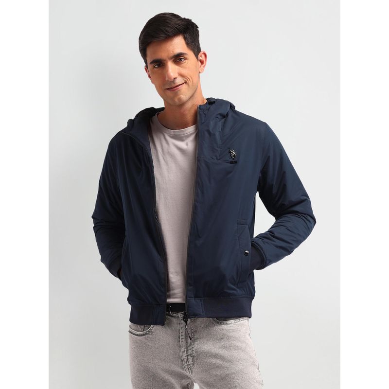 U.S. Polo Assn. Denim Co. Solid Navy Blue Full Sleeves Hoodie (3XL)