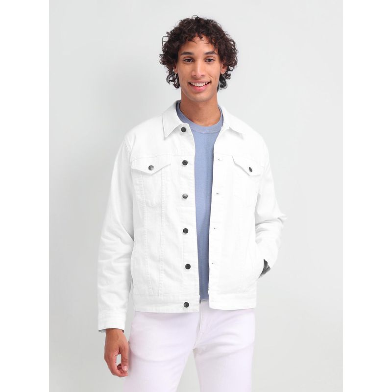 U.S. Polo Assn. Denim Co. Solid White Full Sleeves Jacket (XL)